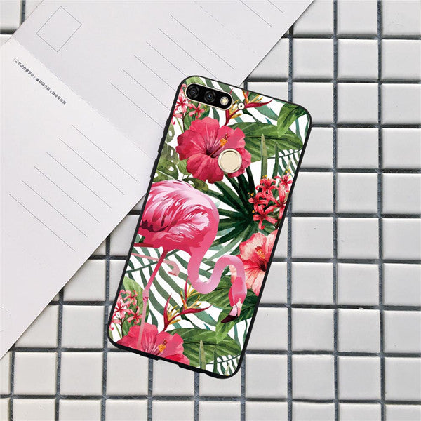 Huawei Luxury Flamingo Flowers Case