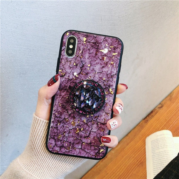 Green Marble Shiny Diamond Stand Case