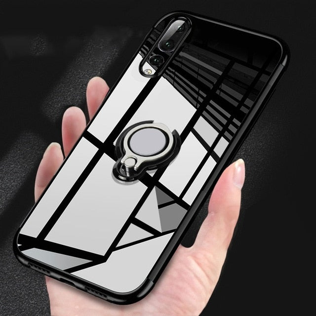 Huawei Metal Ring Holder Magnetic Silicone Case