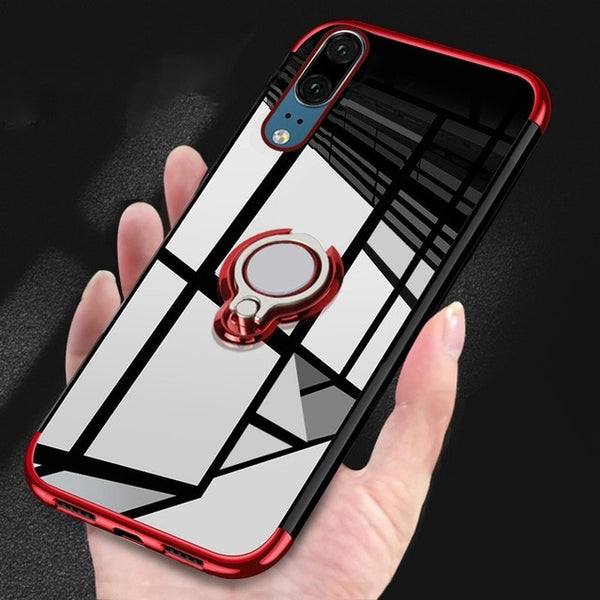 Huawei Metal Ring Holder Magnetic Silicone Case