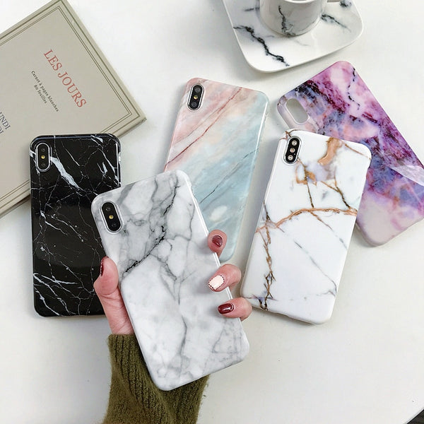 Marble Case on For Coque iphone