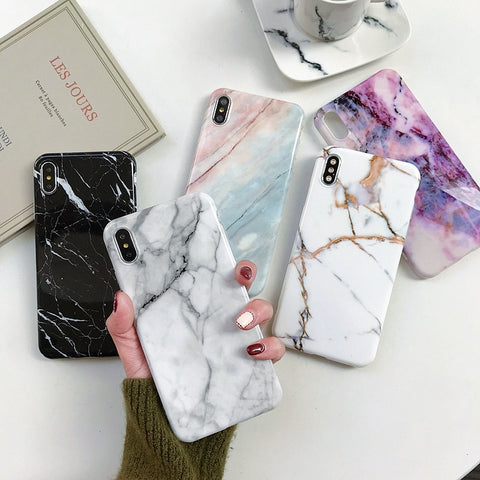 Marble Case on For Coque iphone