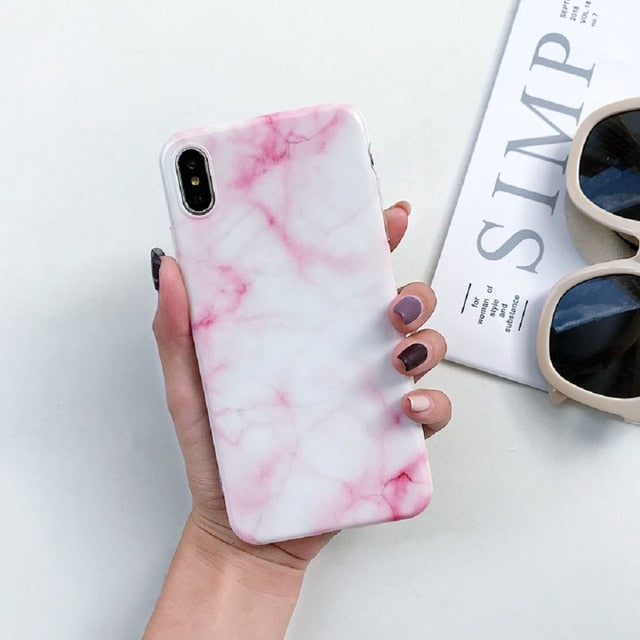 Marble Case on For Coque iphone