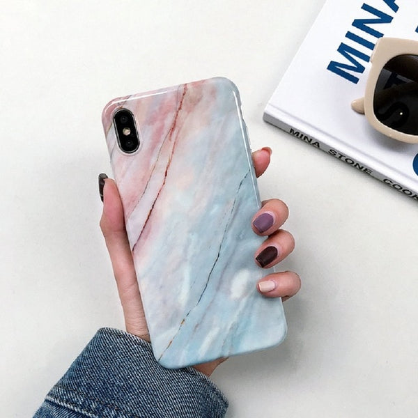 Marble Case on For Coque iphone