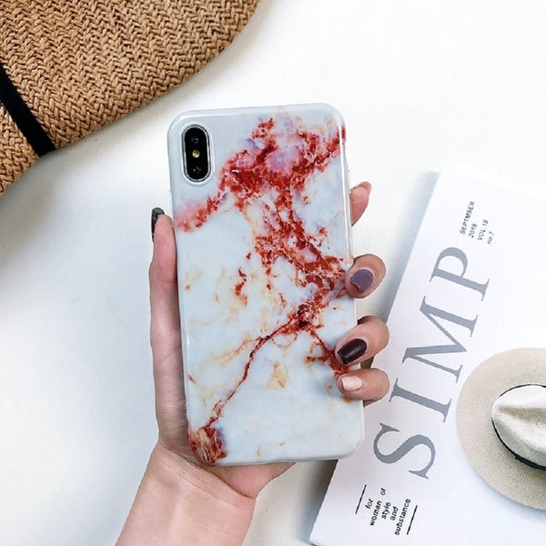 Marble Case on For Coque iphone