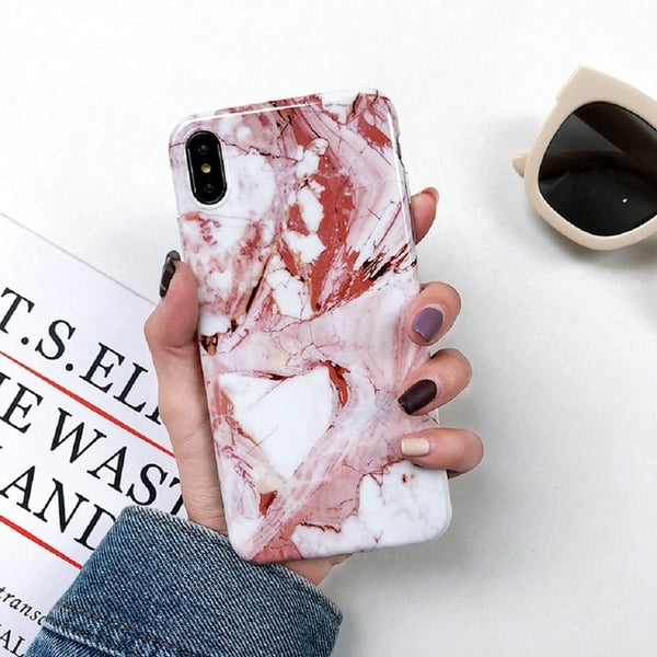 Marble Case on For Coque iphone