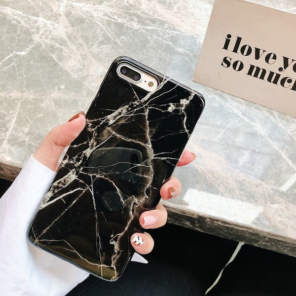 Marble Case on For Coque iphone