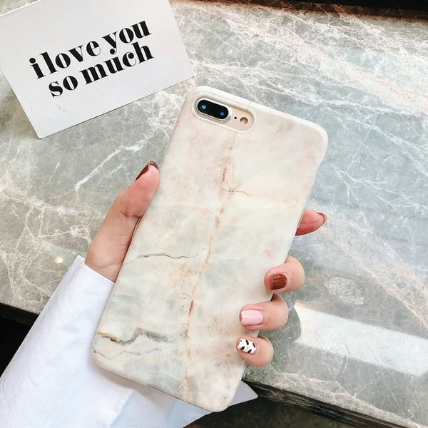 Marble Case on For Coque iphone