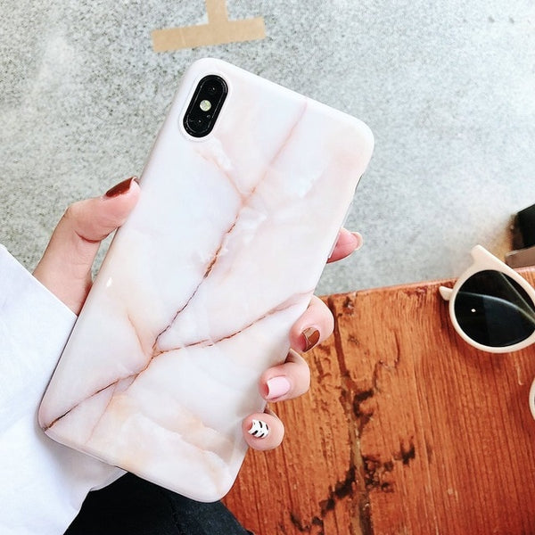 Marble Case on For Coque iphone
