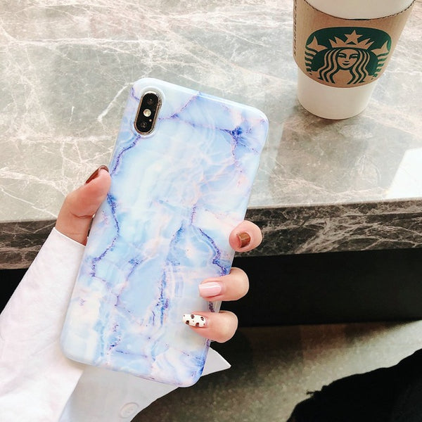 Marble Case on For Coque iphone
