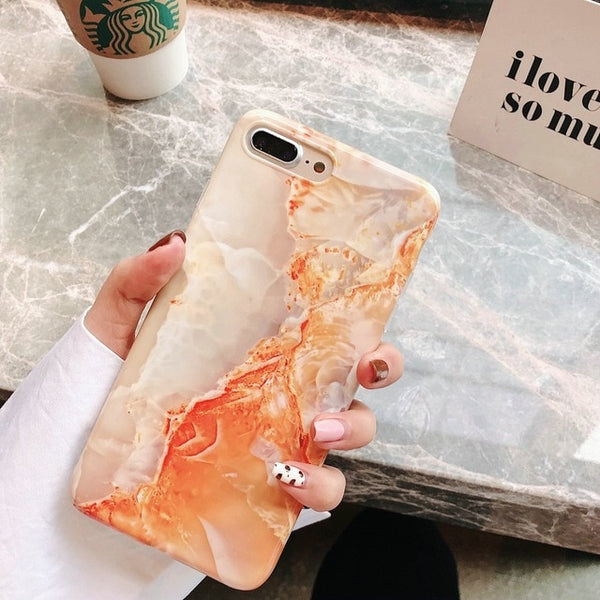 Marble Case on For Coque iphone