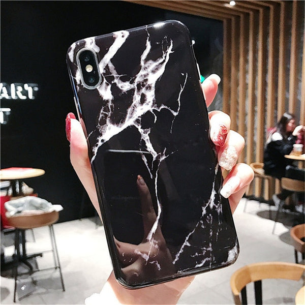 Marble Case on For Coque iphone