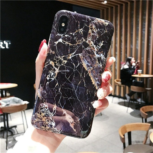 Marble Case on For Coque iphone