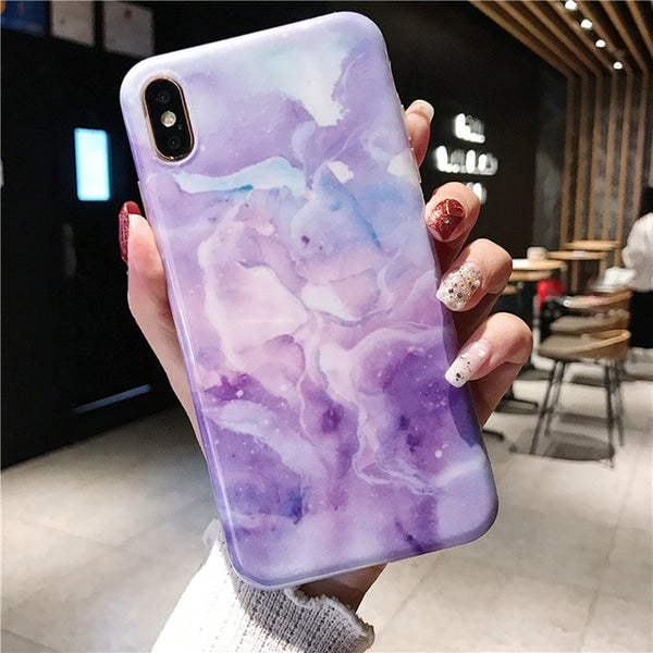 Marble Case on For Coque iphone