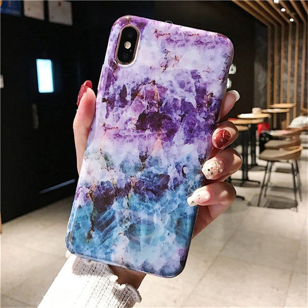 Marble Case on For Coque iphone