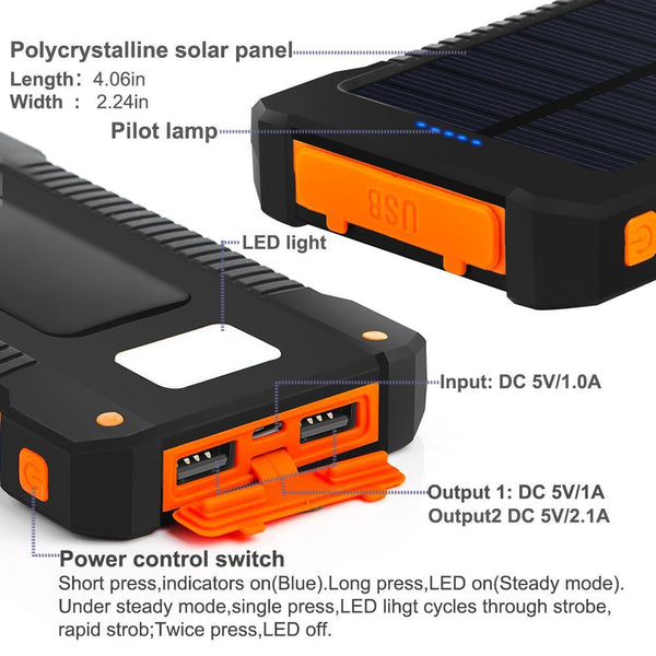 Portable Waterproof 30000mAh Solar Powerbank