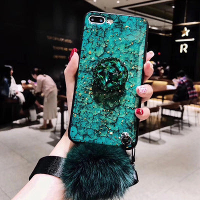 Luxury Diamond Pattern  Hair Ball Lanyard Case