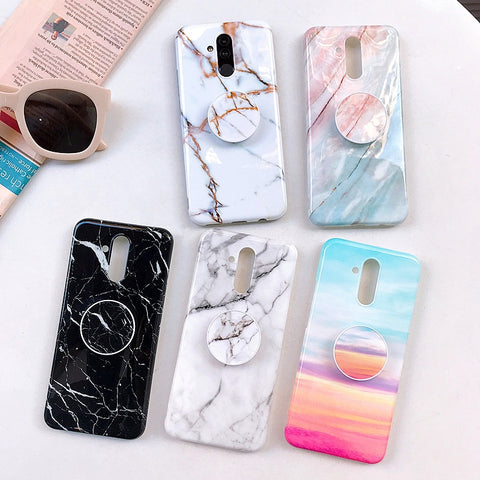 Huawei Mate 20 Lite Case Marble Stand Holder Case