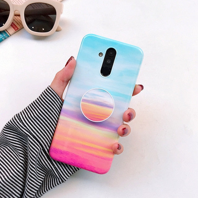 Huawei Mate 20 Lite Case Marble Stand Holder Case