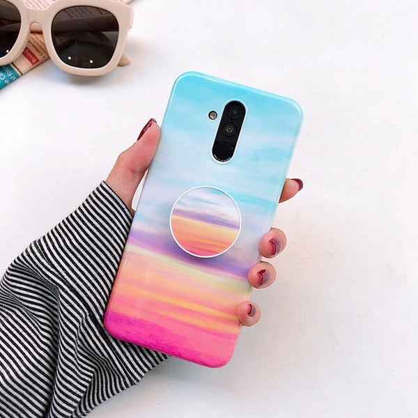 Huawei Mate 20 Lite Case Marble Stand Holder Case