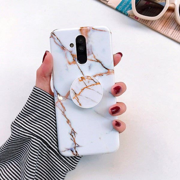 Huawei Mate 20 Lite Case Marble Stand Holder Case