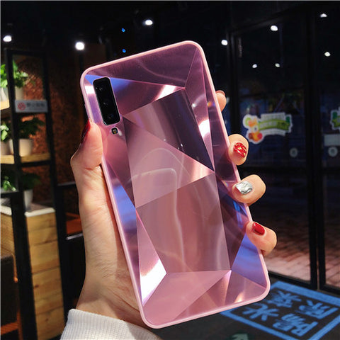 Luxury Diamond Texture Mirror Case