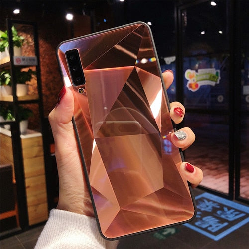 Luxury Diamond Texture Mirror Case