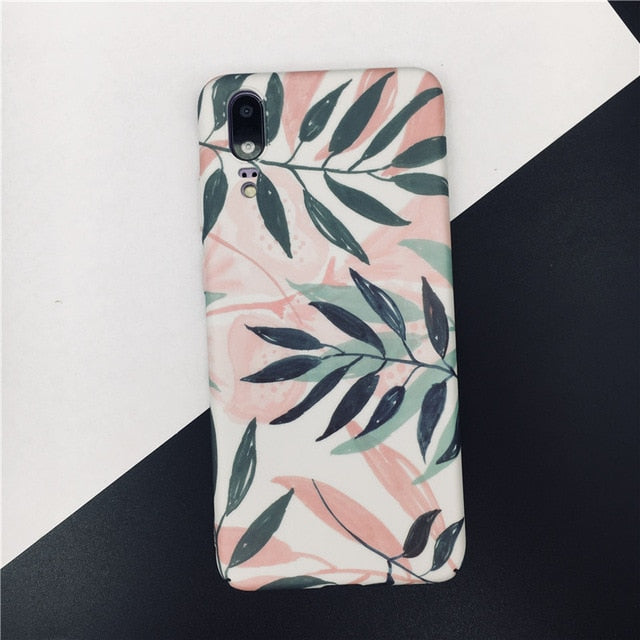 Huawei Pink Leaf Phone Case